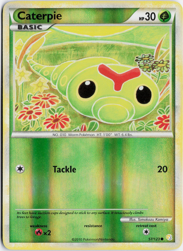 Carta Pokémon Caterpie · HeartGold & SoulSilver #57/123 (NM) — pieza única en Moon's Collectibles México