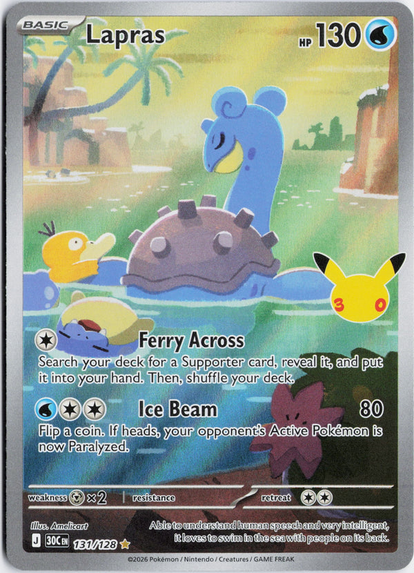 Carta Pokémon Lapras · 30th Celebration #131/128 (NM) — pieza única en Moon's Collectibles México