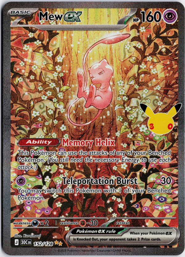 Carta Pokémon Mew ex · 30th Celebration #152/128 (NM) — pieza única en Moon's Collectibles México