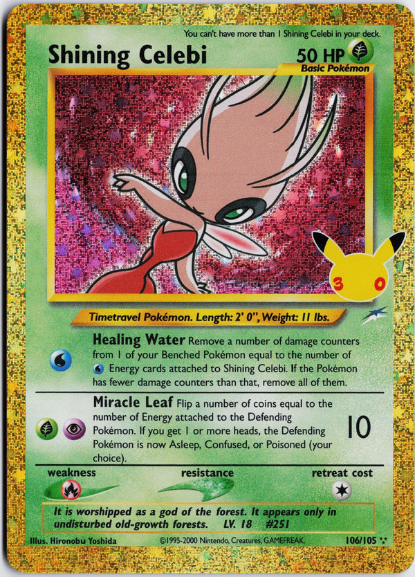 Carta Pokémon Shining Celebi · 30th Celebration: Classic Collection #106/105 (NM) — pieza única en Moon's Collectibles México