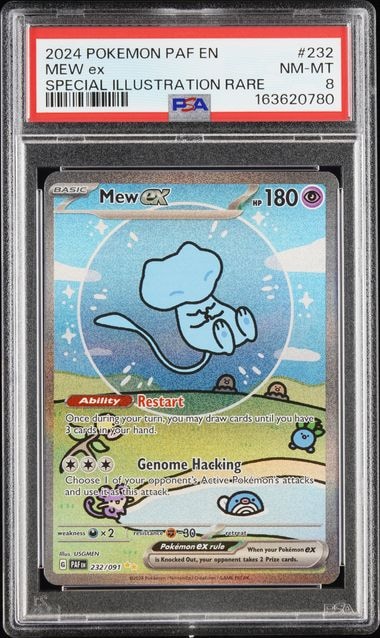 Carta Pokémon Mew ex · Paldean Fates #232/091 (PSA 8) — pieza única en Moon's Collectibles México