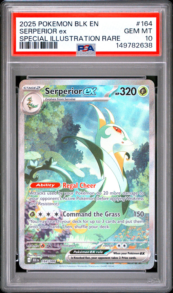 Carta Pokémon Serperior ex · Black Bolt #164/086 (PSA 10) — pieza única en Moon's Collectibles México