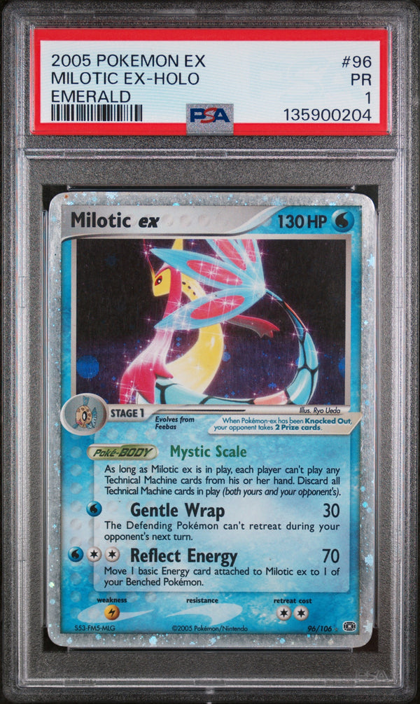 Carta Pokémon Milotic ex · Emerald #96/106 (PSA 1) — pieza única en Moon's Collectibles México