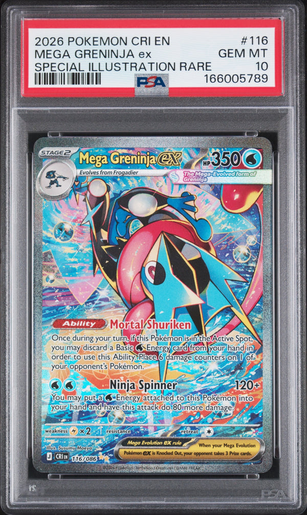 Carta Pokémon Mega Greninja ex · Chaos Rising #116/086 (PSA 10) — pieza única en Moon's Collectibles México