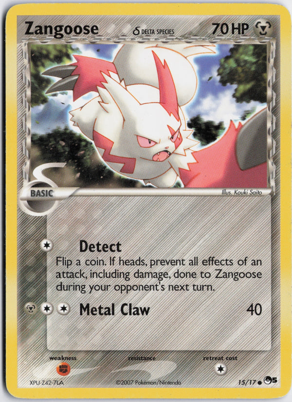 Carta Pokémon Zangoose δ · POP Series 5 #15/17 (MP) — pieza única en Moon's Collectibles México