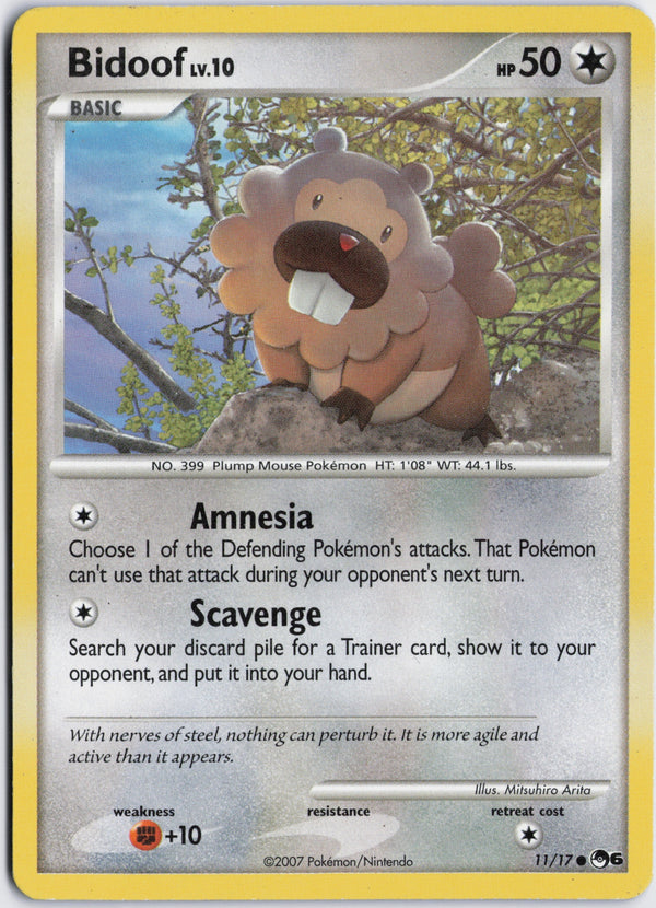 Carta Pokémon Bidoof · POP Series 6 #11/17 (NM) — pieza única en Moon's Collectibles México