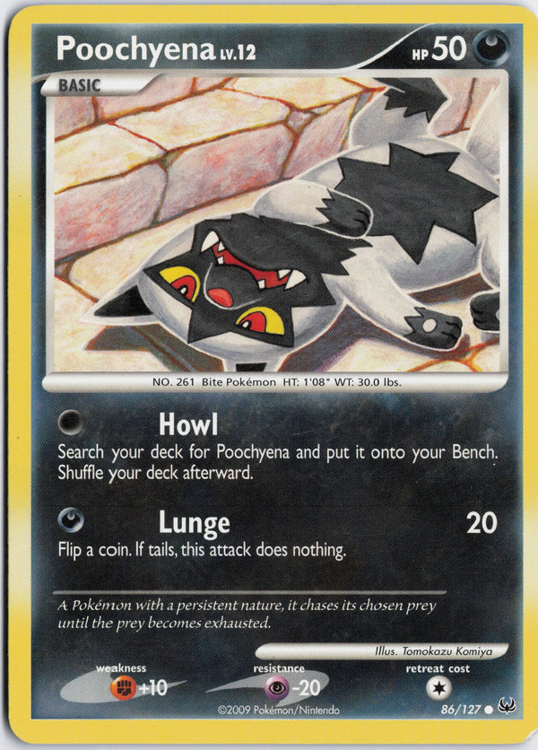 Carta Pokémon Poochyena · Platinum #86/127 (NM) — pieza única en Moon's Collectibles México