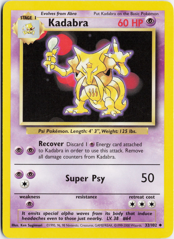 Carta Pokémon Kadabra · Base #32/102 (MP) — pieza única en Moon's Collectibles México