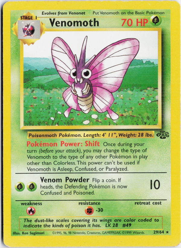 Carta Pokémon Venomoth · Jungle #29/64 (HP) — pieza única en Moon's Collectibles México