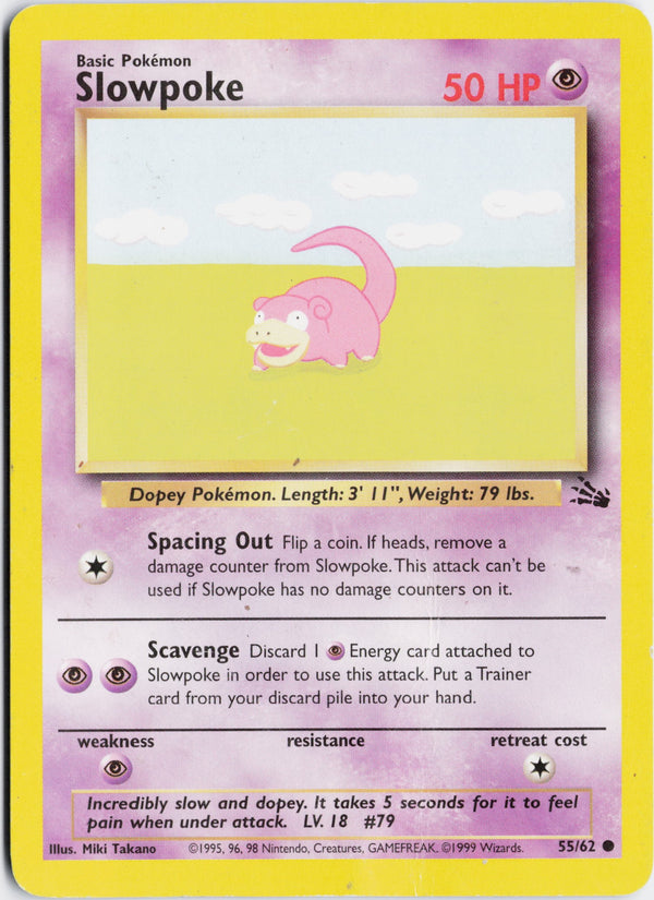 Carta Pokémon Slowpoke · Fossil #55/62 (DMG) — pieza única en Moon's Collectibles México