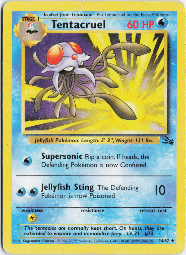 Carta Pokémon Tentacruel · Fossil #44/62 (DMG) — pieza única en Moon's Collectibles México
