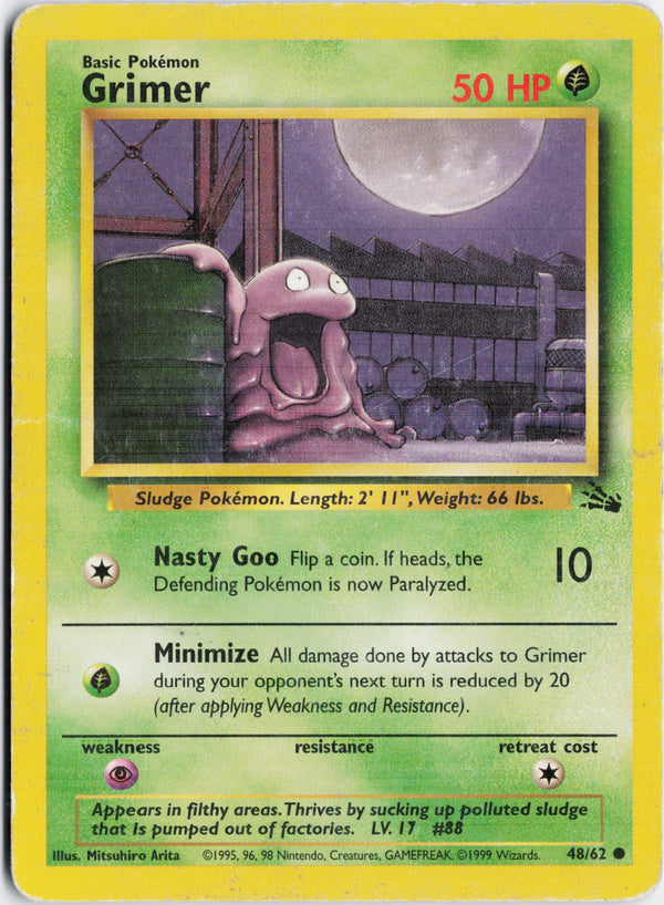 Carta Pokémon Grimer · Fossil #48/62 (DMG) — pieza única en Moon's Collectibles México