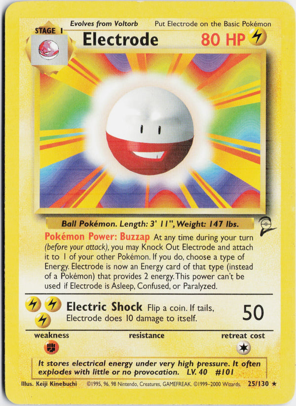 Carta Pokémon Electrode · Base Set 2 #25/130 (NM) — pieza única en Moon's Collectibles México