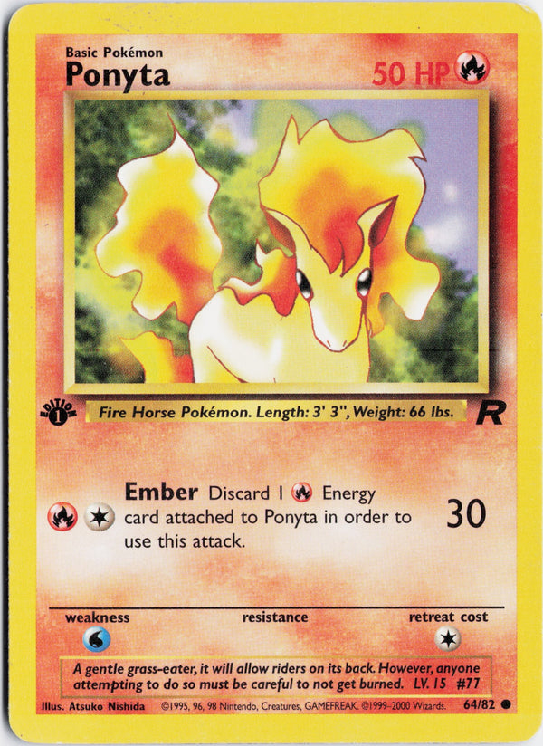 Carta Pokémon Ponyta · Team Rocket #64/82 (LP) — pieza única en Moon's Collectibles México