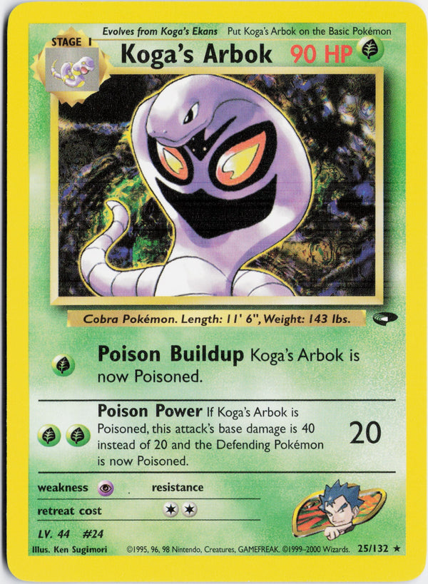 Carta Pokémon Koga's Arbok · Gym Challenge #25/132 (NM) — pieza única en Moon's Collectibles México