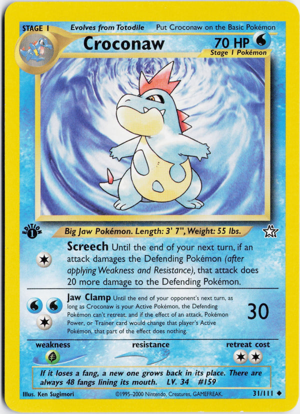 Carta Pokémon Croconaw · Neo Genesis #31/111 (NM) — pieza única en Moon's Collectibles México