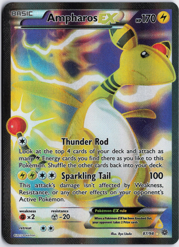 Carta Pokémon Ampharos-EX · Ancient Origins #87/98 (NM) — pieza única en Moon's Collectibles México