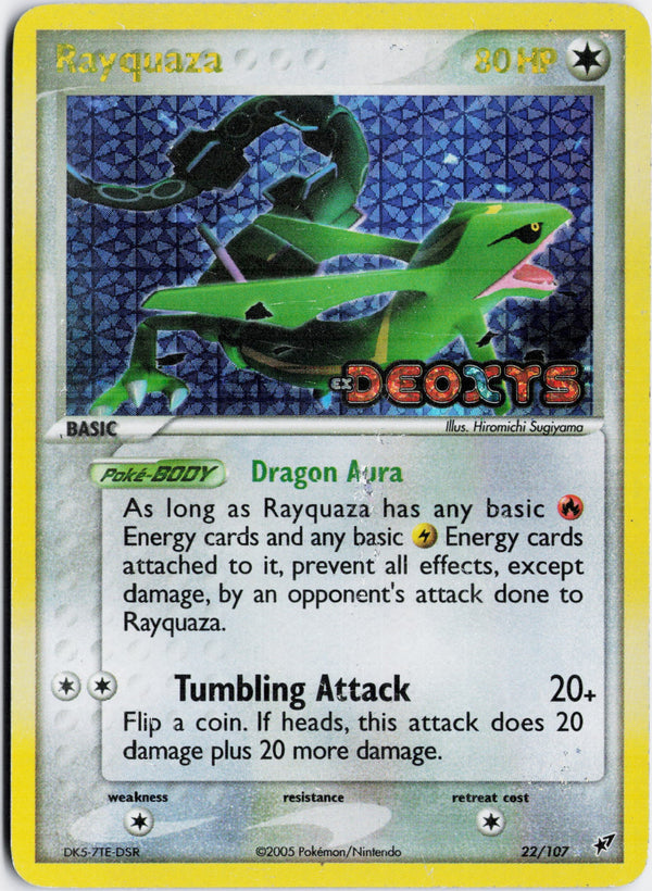 Carta Pokémon Rayquaza · Deoxys #22/107 (HP) — pieza única en Moon's Collectibles México