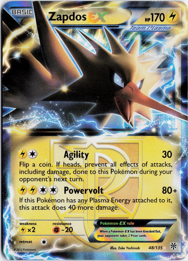 Carta Pokémon Zapdos-EX · Plasma Storm #48/135 (LP) — pieza única en Moon's Collectibles México