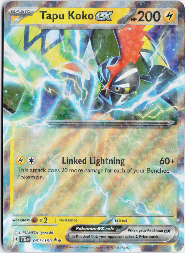 Carta Pokémon Tapu Koko ex · Journey Together #051/159 (NM) — pieza única en Moon's Collectibles México
