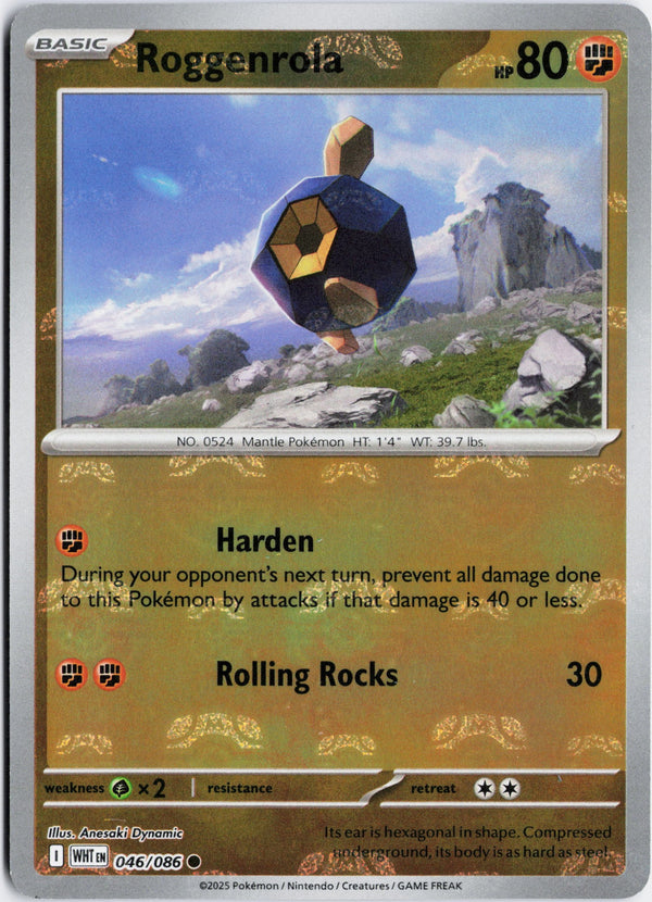 Carta Pokémon Roggenrola · White Flare #046/086 (NM) — pieza única en Moon's Collectibles México