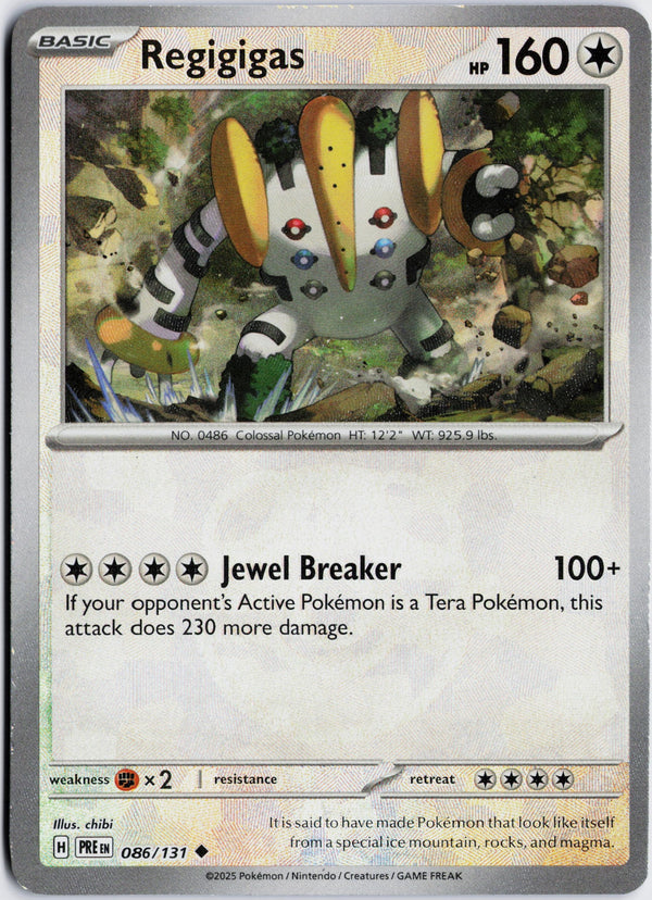 Carta Pokémon Regigigas · Prismatic Evolutions #086/131 (NM) — pieza única en Moon's Collectibles México