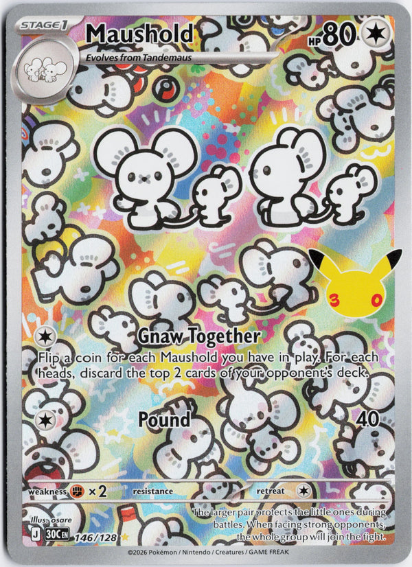 Carta Pokémon Maushold · 30th Celebration #146/128 (NM) — pieza única en Moon's Collectibles México