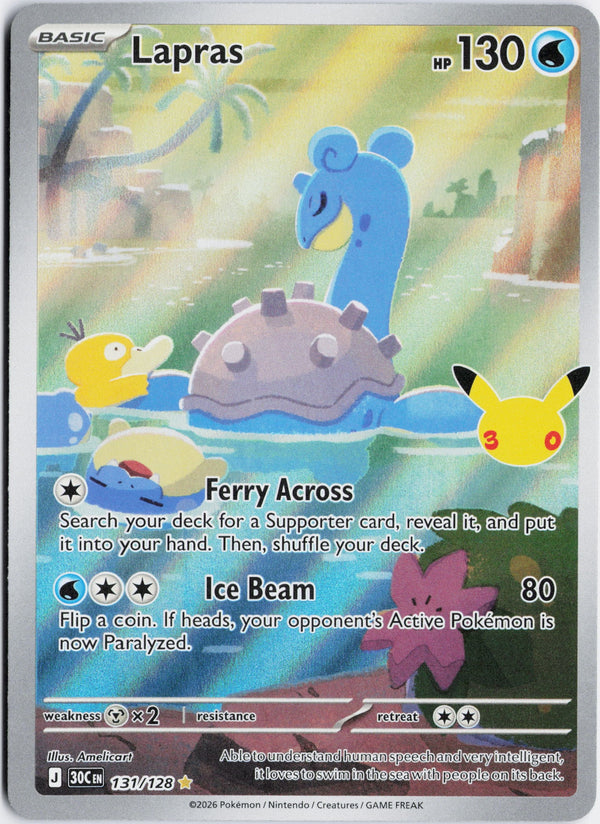 Carta Pokémon Lapras · 30th Celebration #131/128 (NM) — pieza única en Moon's Collectibles México