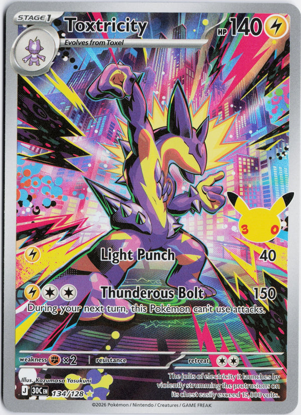 Carta Pokémon Toxtricity · 30th Celebration #134/128 (NM) — pieza única en Moon's Collectibles México