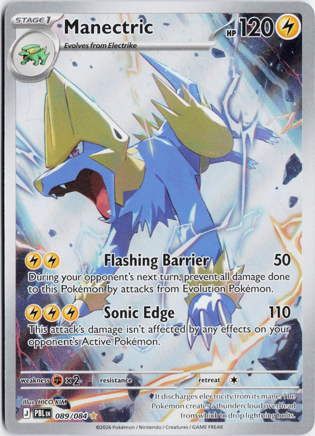 Escaneo HD del frente de Manectric · Pitch Black #089/084 en condición NM