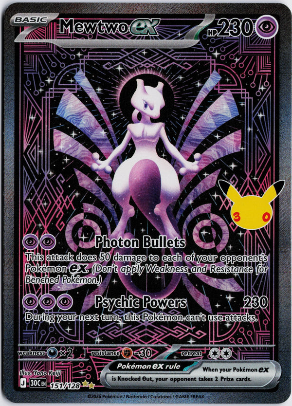 Carta Pokémon Mewtwo ex · 30th Celebration #151/128 (NM) — pieza única en Moon's Collectibles México