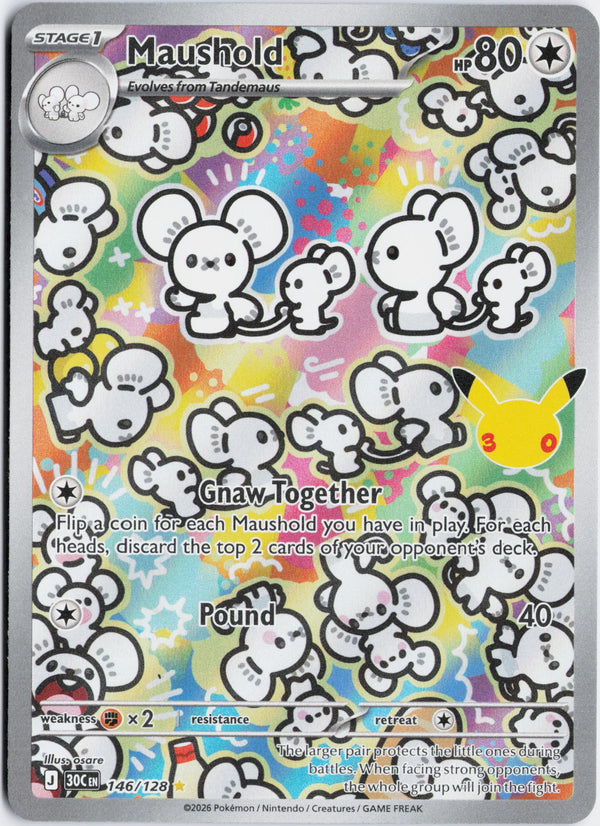 Carta Pokémon Maushold · 30th Celebration #146/128 (NM) — pieza única en Moon's Collectibles México