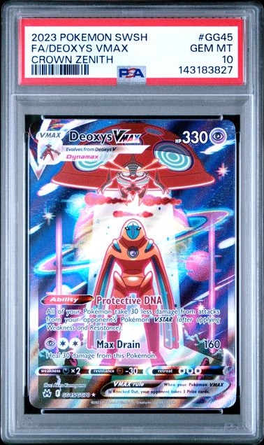 Carta Pokémon Deoxys VMAX · Crown Zenith Galarian Gallery #GG45/GG70 (PSA 10) — pieza única en Moon's Collectibles México
