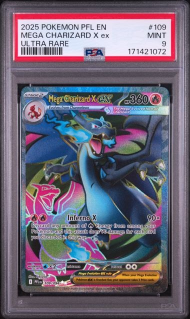 Carta Pokémon Mega Charizard X ex · Phantasmal Flames #109/094 (PSA 9) — pieza única en Moon's Collectibles México
