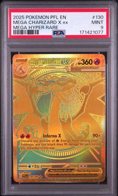 Carta Pokémon Mega Charizard X ex · Phantasmal Flames #130/094 (PSA 9) — pieza única en Moon's Collectibles México