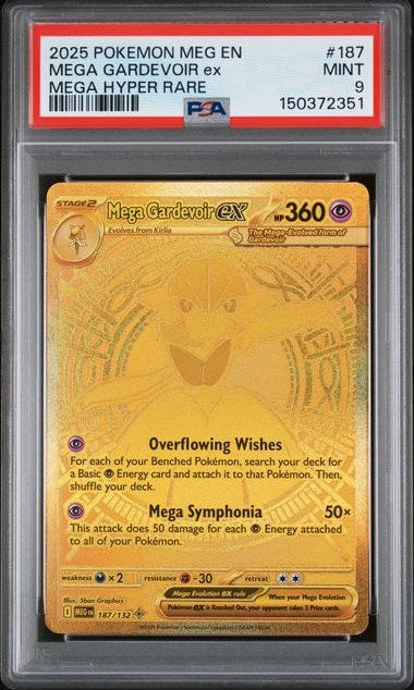 Carta Pokémon Mega Gardevoir ex · Mega Evolution #187/132 (PSA 9) — pieza única en Moon's Collectibles México