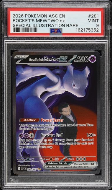 Carta Pokémon Team Rocket's Mewtwo ex · Ascended Heroes #281/217 (PSA 9) — pieza única en Moon's Collectibles México