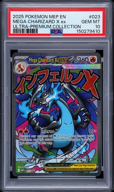 Carta Pokémon Mega Charizard X ex · Mega Evolution Black Star Promos #023 (PSA 10) — pieza única en Moon's Collectibles México