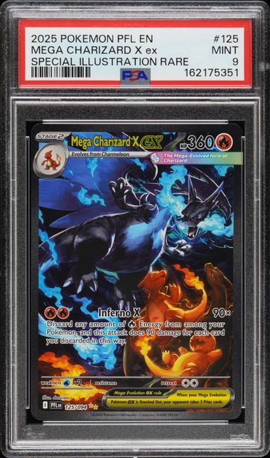 Carta Pokémon Mega Charizard X ex · Phantasmal Flames #125/094 (PSA 9) — pieza única en Moon's Collectibles México
