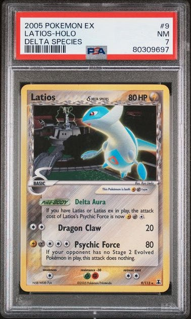 Carta Pokémon Latios δ · Delta Species #9/113 (PSA 7) — pieza única en Moon's Collectibles México