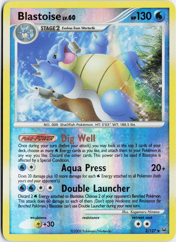 Carta Pokémon Blastoise · Platinum #2/127 (NM) — pieza única en Moon's Collectibles México