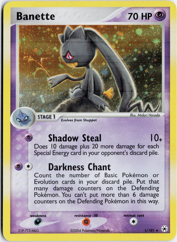 Carta Pokémon Banette · Hidden Legends #1/101 (LP) — pieza única en Moon's Collectibles México