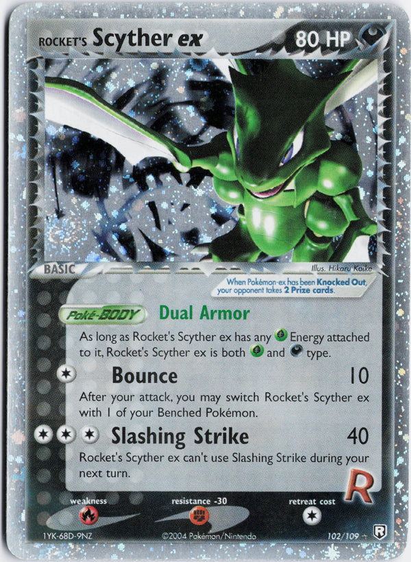Carta Pokémon Rocket's Scyther ex · Team Rocket Returns #102/109 (LP) — pieza única en Moon's Collectibles México