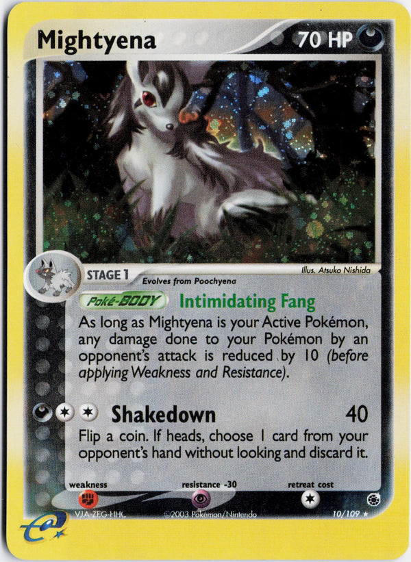 Carta Pokémon Mightyena · Ruby & Sapphire #10/109 (LP) — pieza única en Moon's Collectibles México