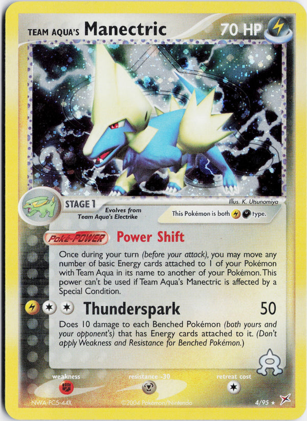 Carta Pokémon Team Aqua's Manectric · Team Magma vs Team Aqua #4/95 (NM) — pieza única en Moon's Collectibles México