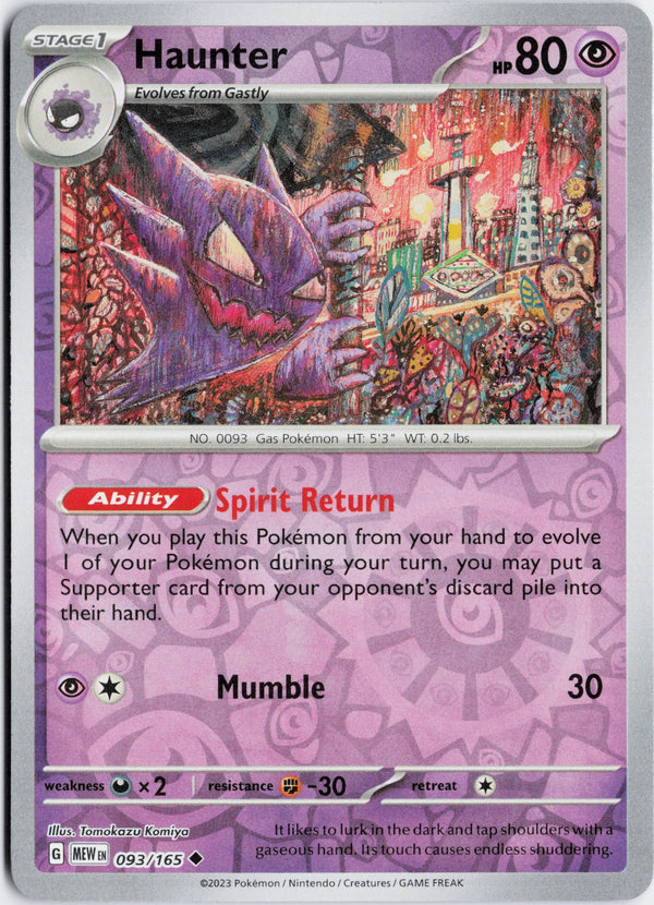 Carta Pokémon Haunter · 151 #093/165 (NM) — pieza única en Moon's Collectibles México