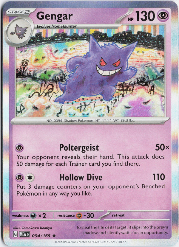 Carta Pokémon Gengar · 151 #094/165 (NM) — pieza única en Moon's Collectibles México