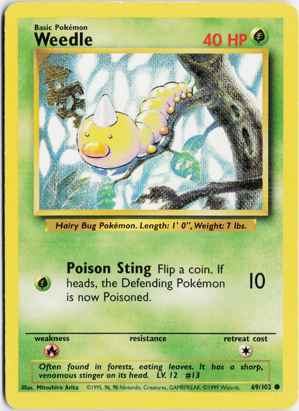 Carta Pokémon Weedle · Base #69/102 (NM) — pieza única en Moon's Collectibles México
