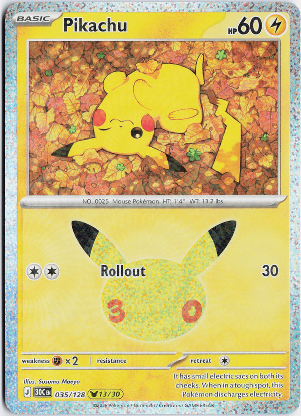 Carta Pokémon Pikachu · 30th Celebration #035/128 (NM) — pieza única en Moon's Collectibles México