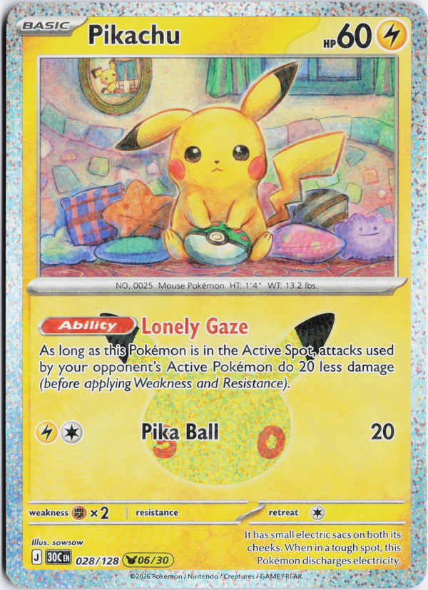 Carta Pokémon Pikachu · 30th Celebration #028/128 (NM) — pieza única en Moon's Collectibles México